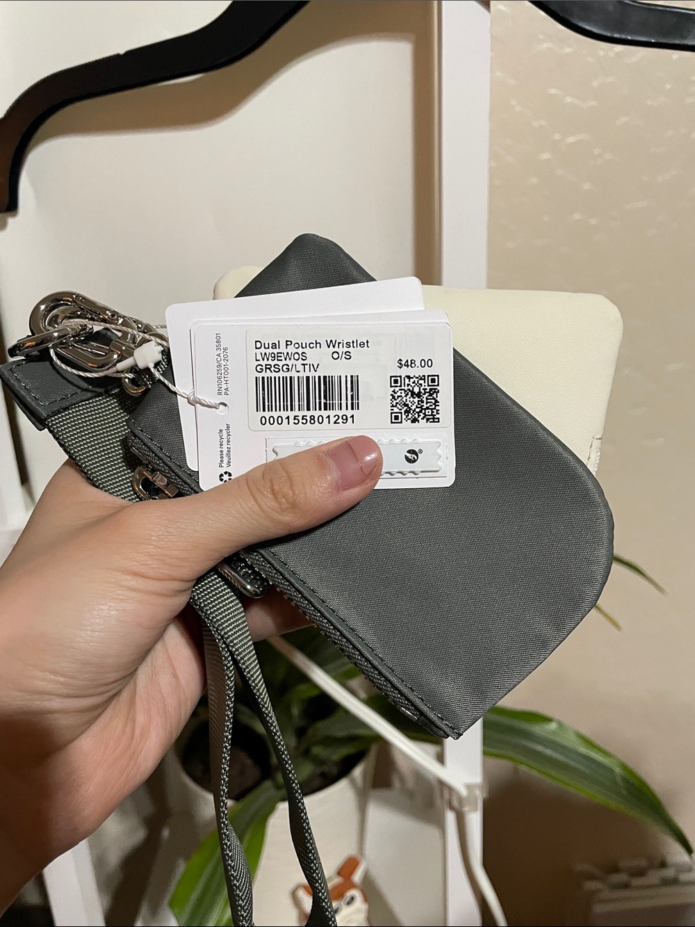 lululemon athletica Dual Pouch Wristlet Green Sage and Cream Mini Wristlet Duo - Picture 2 of 2